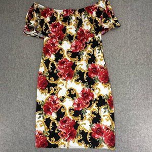 Arabella Floral Dress Off The Shoulder Ruffled‎ Small Stretch Soft Comfy